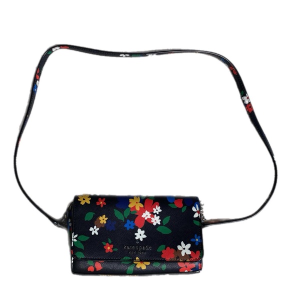 Kate Spade Staci Sailing Floral Small Flap Crossbody in Black Multi - Picture 3 of 16